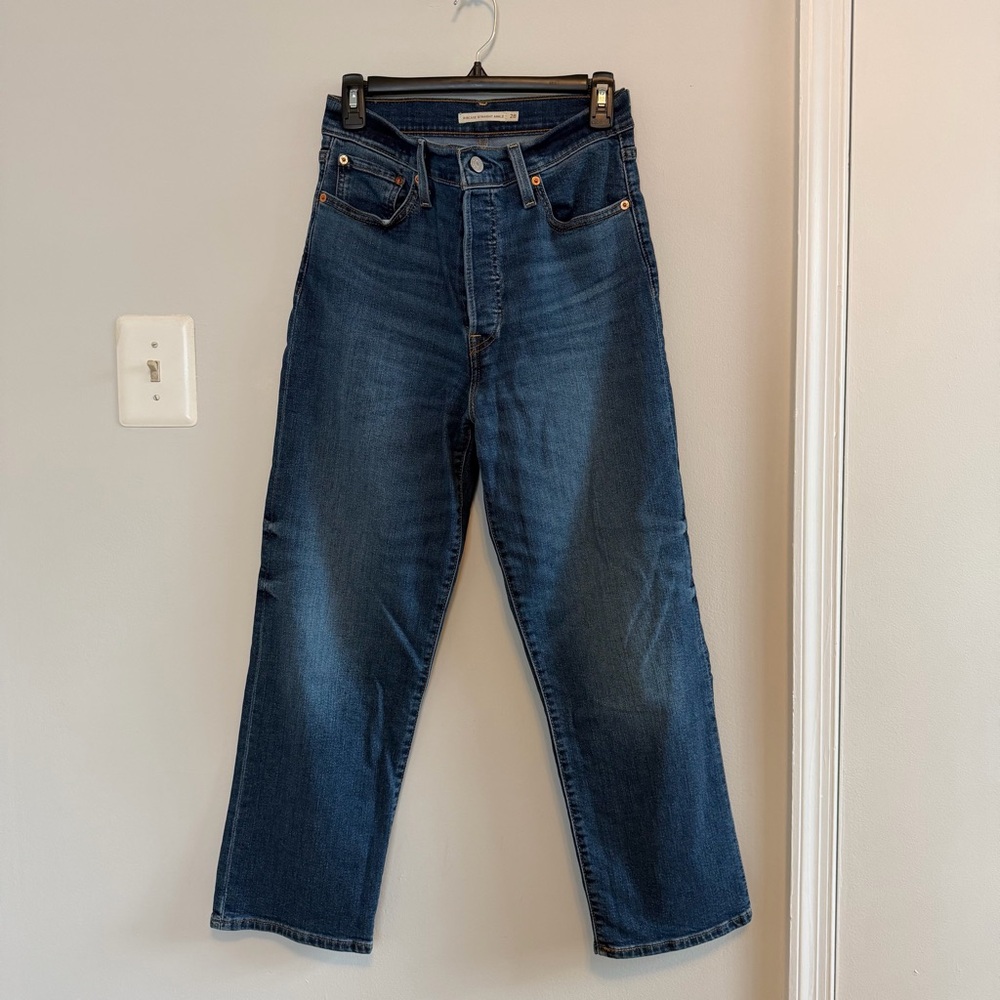 Levi’s Ribcage Straight Ankle Jeans Dark Wash